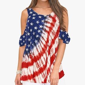 Stars and Stripes tie-dye cold shoulder shirt XL